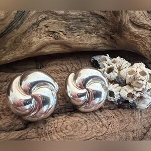 SU Thailand 925 Sterling Silver Pinwheel Earrings Studs  Punch In 2.25 cms